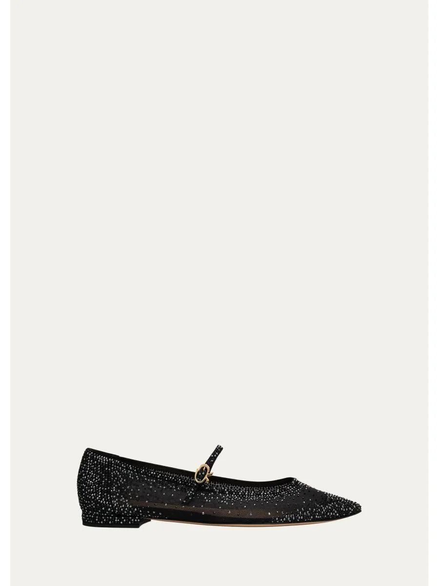 Strass Organza Mary Jane Ballerina Flats - 1