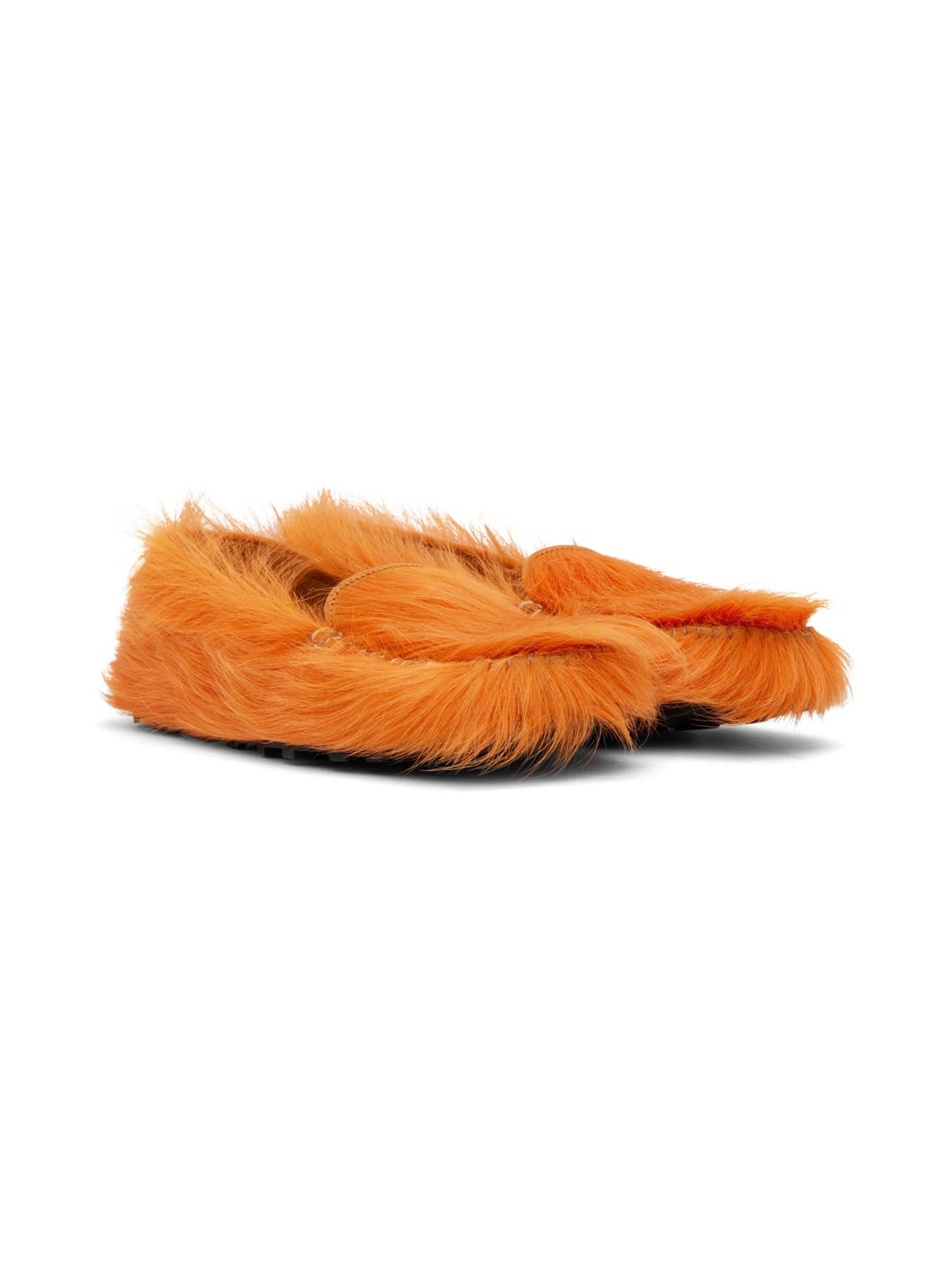 Orange Calf-Hair Moc Loafers - 4