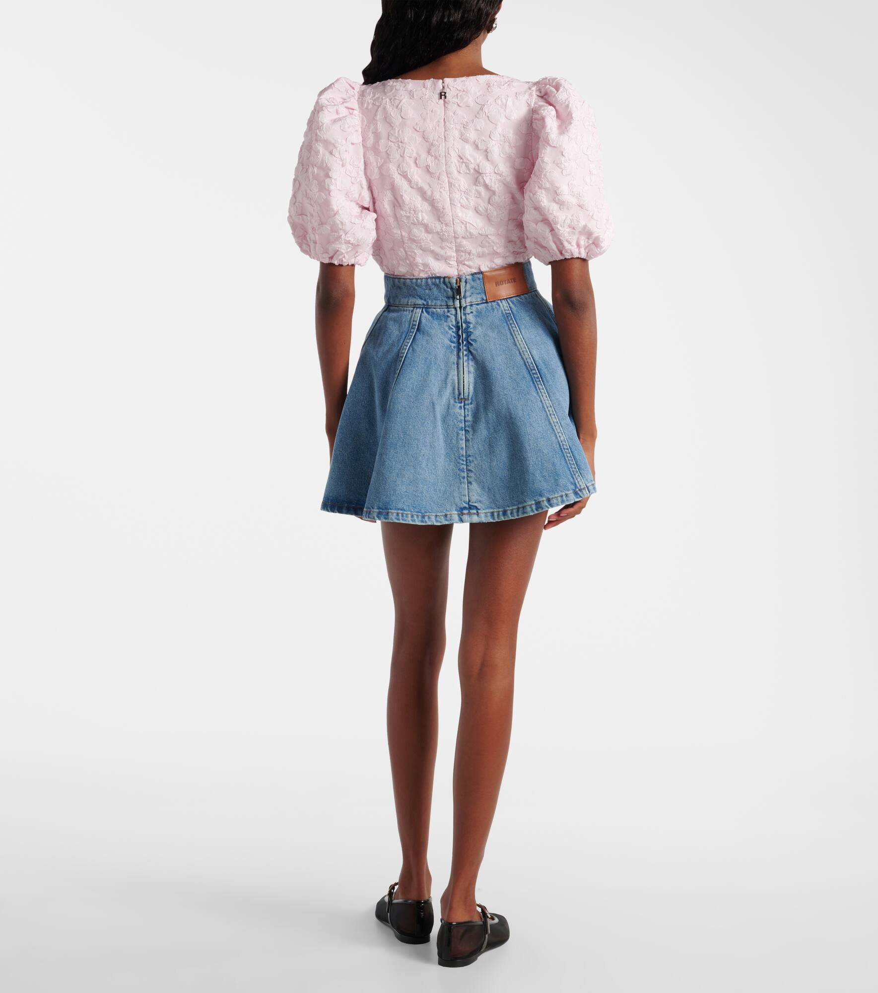 Pleated denim miniskirt - 3