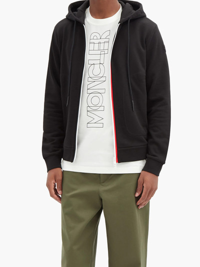 Moncler Tricolor-stripe cotton-jersey hooded sweatshirt outlook