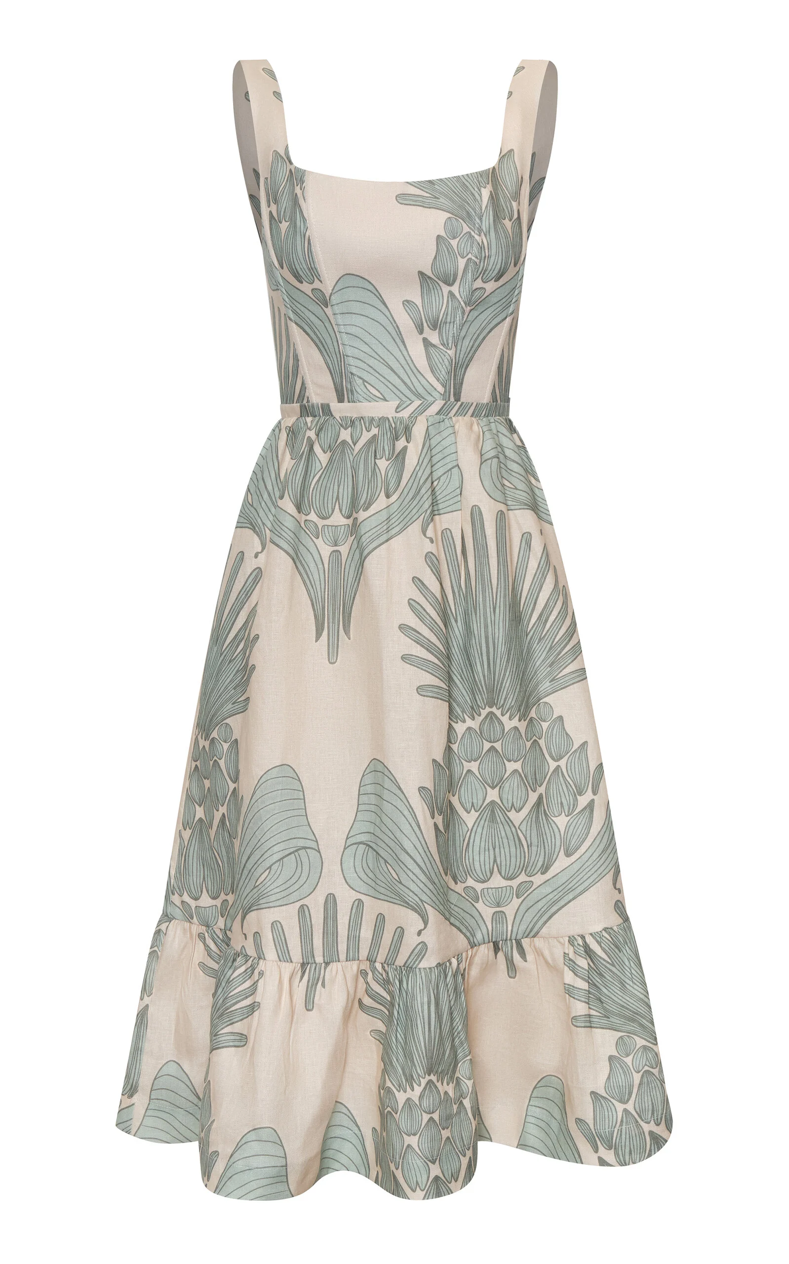 En tus Ojos Printed Linen Midi Dress print - 1