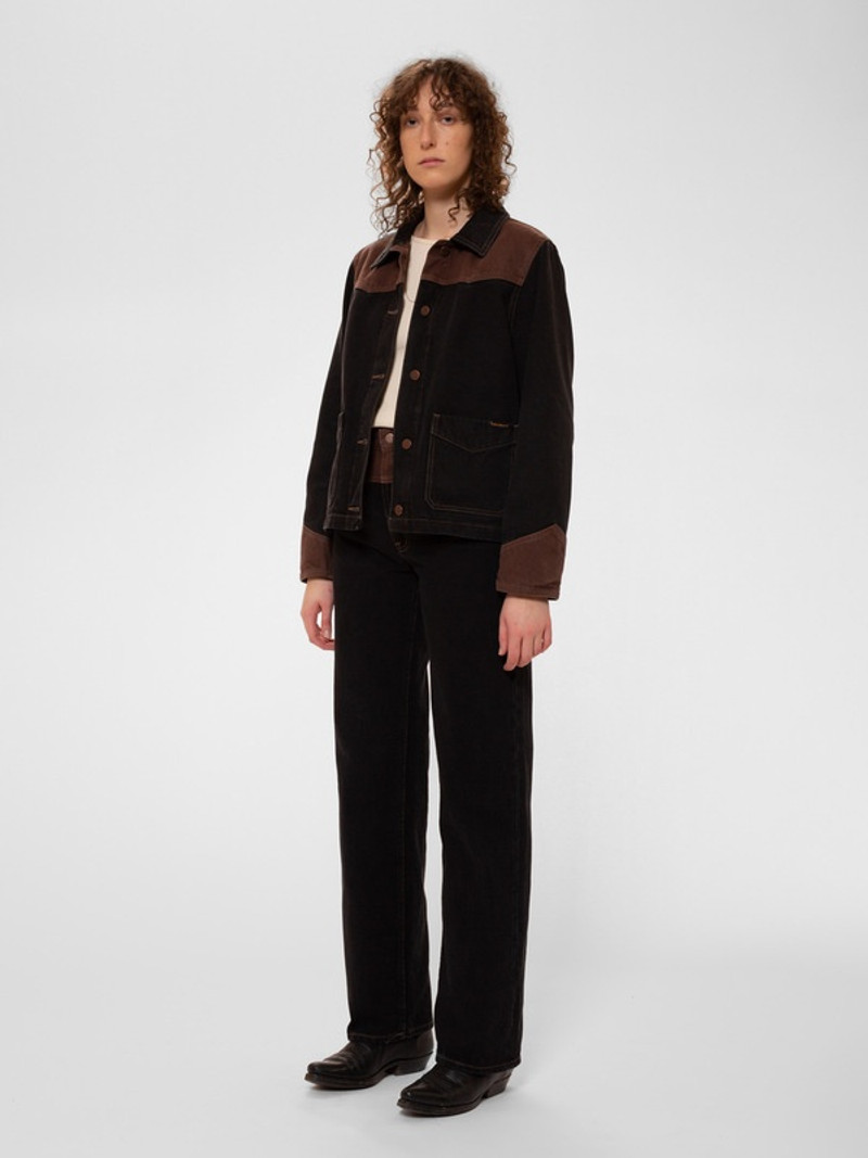 Nudie Jeans Kelly Western Jacket Black/Brown Denim outlook