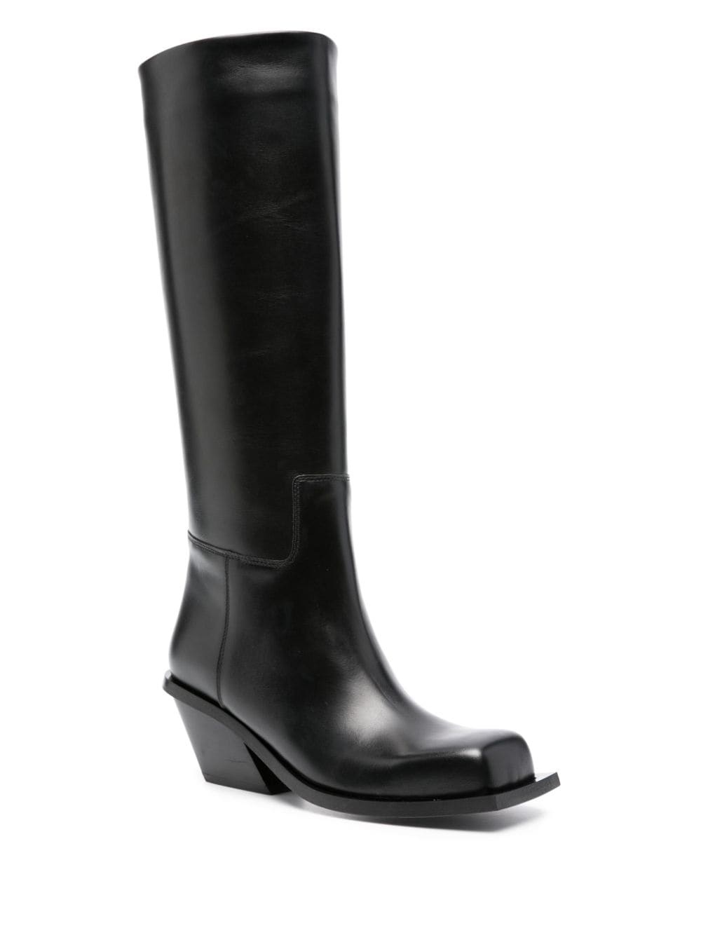 square-toe leather boots - 2