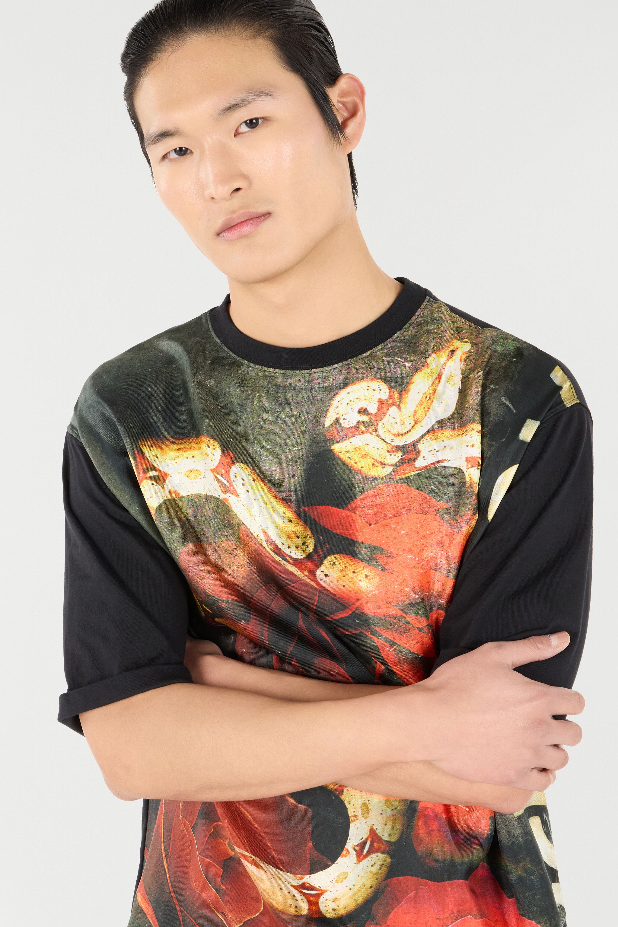 T-Shirt With Rose And Snake Print - 6