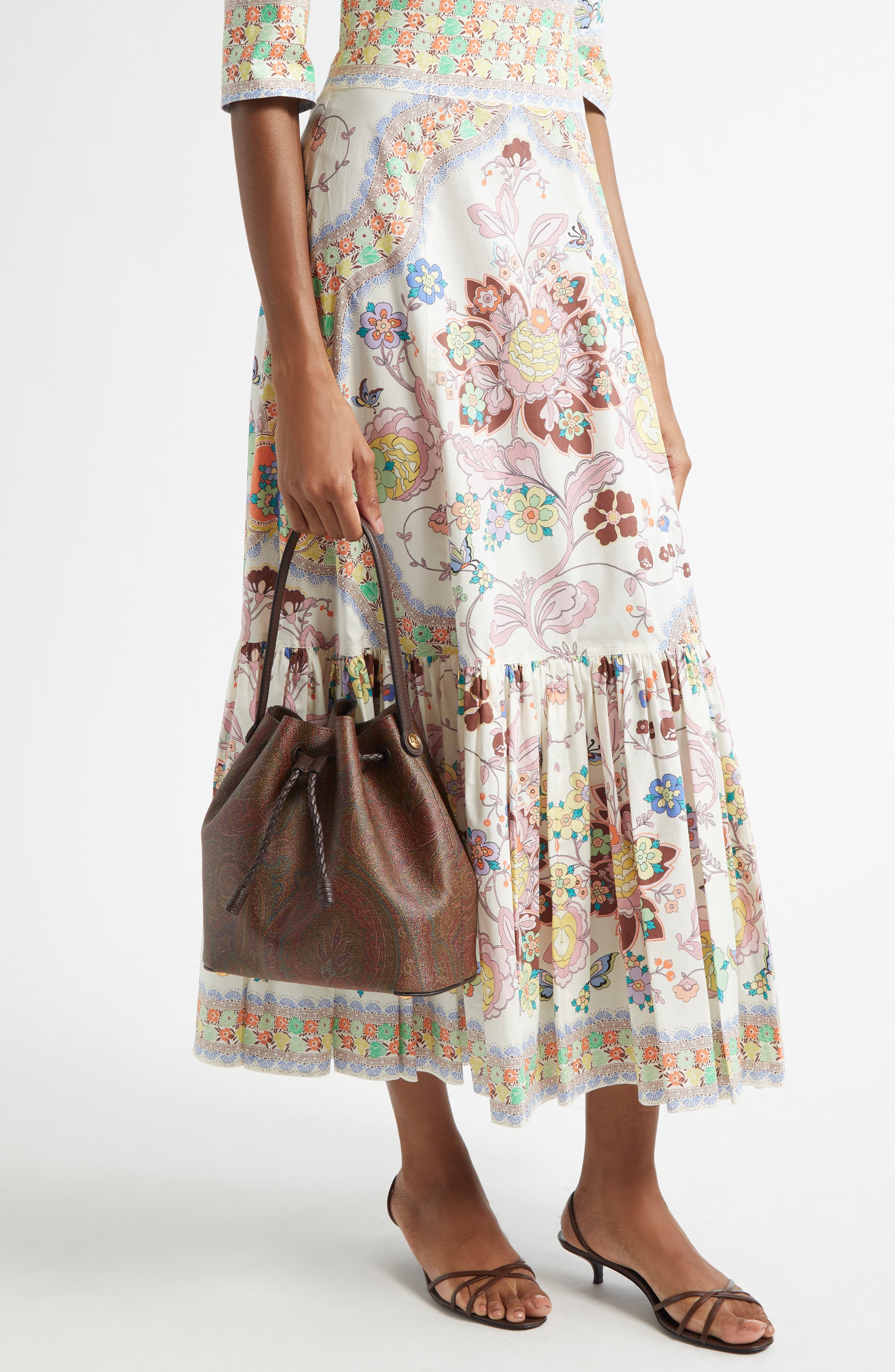 Etro Small Arnica Coated Canvas Bucket Bag in Brown at Nordstrom - 2