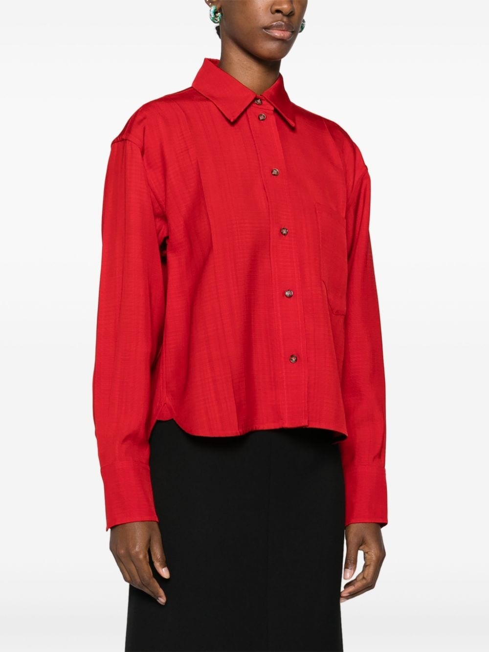 spread-collar textured shirt - 3