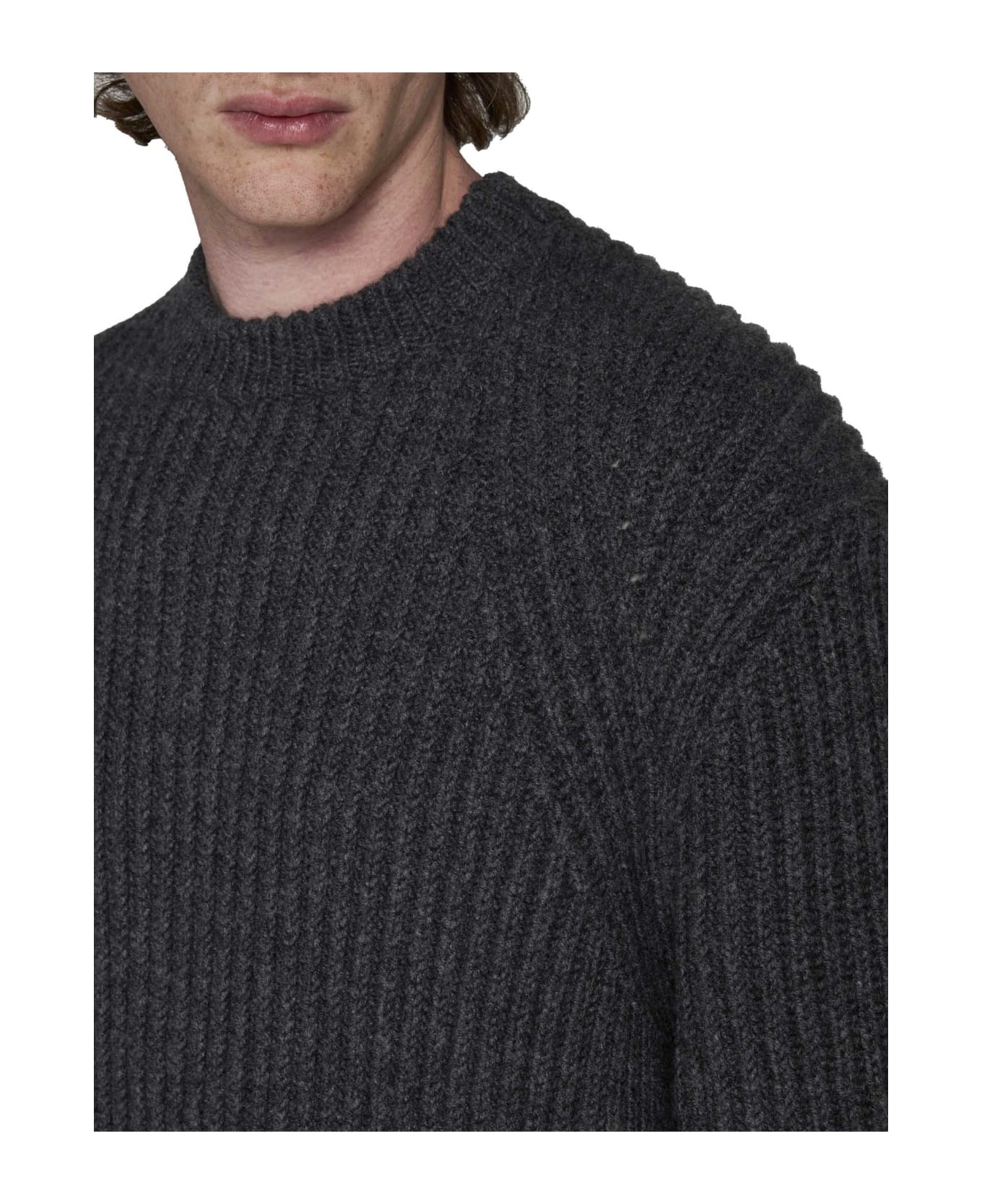 Crewneck Rib Knit Sweater - 5