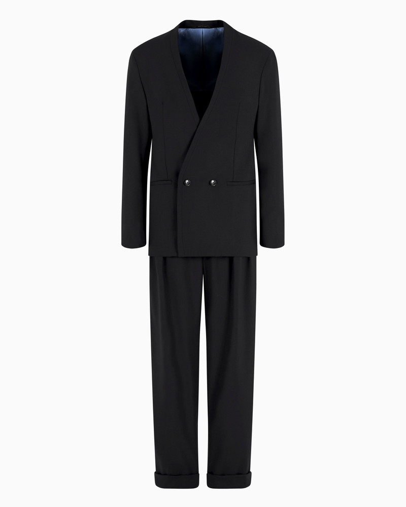 UPTON LINE DOUBLE-BREASTED SUIT IN A MICRO GINGHAM VIRGIN WOOL 1