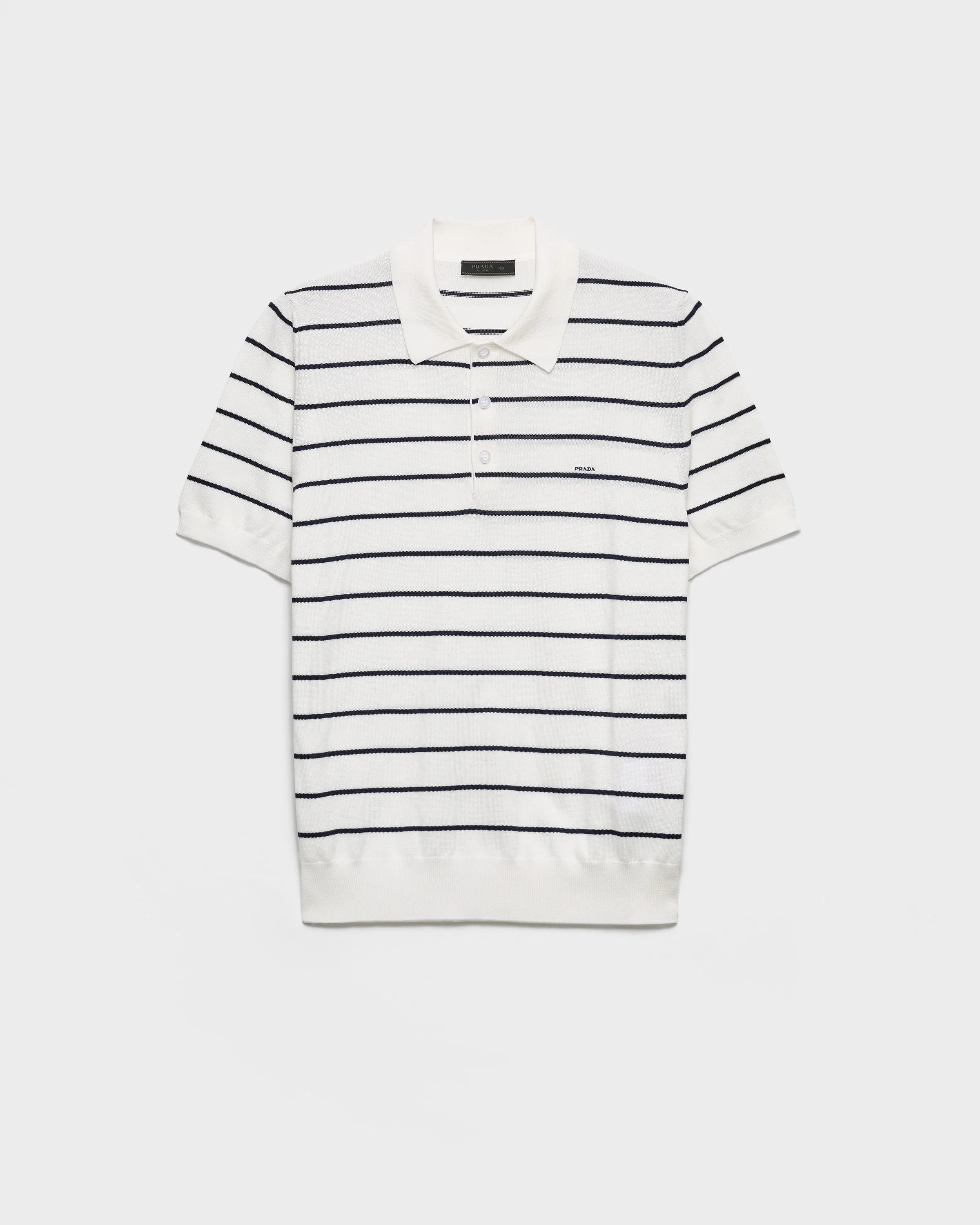 Short-sleeved striped cotton polo shirt - 1