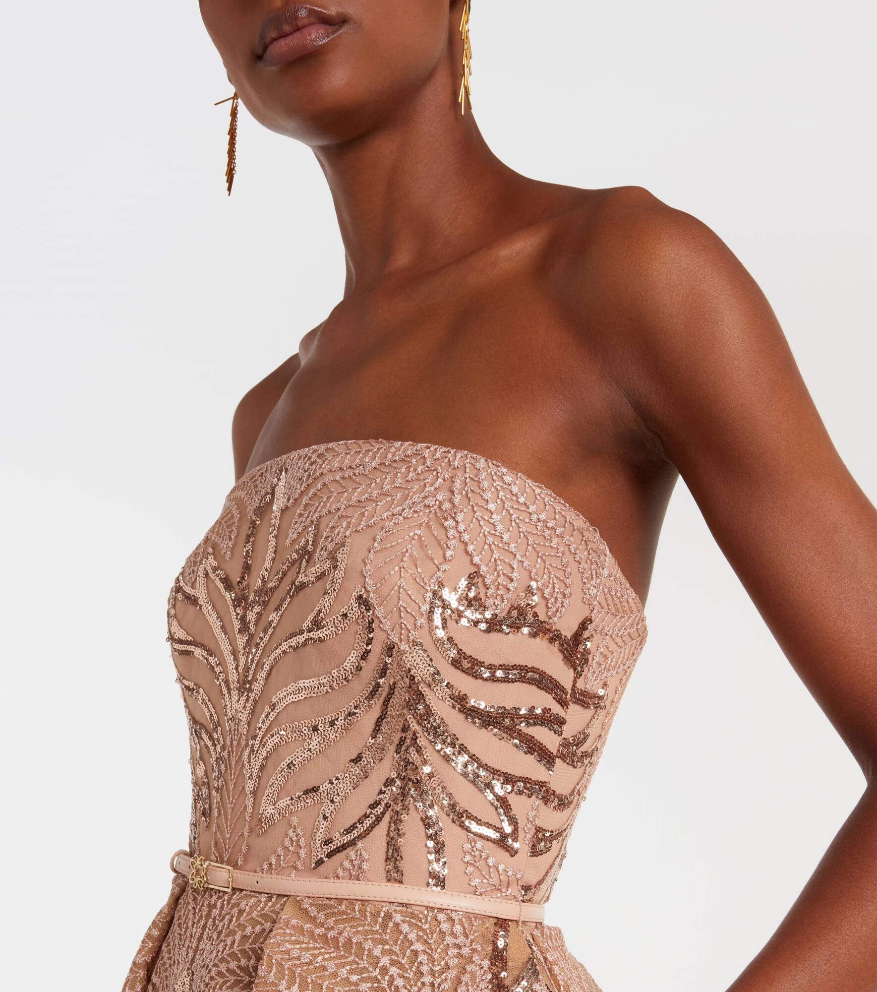 Sequined strapless gown - 5