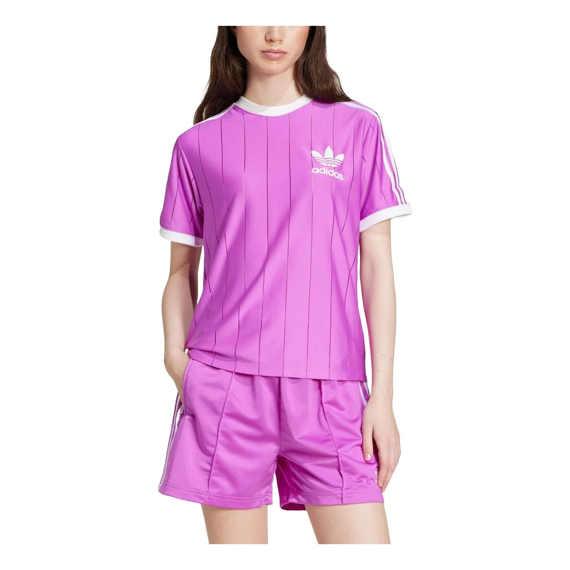 (WMNS) adidas Adicolor 3-Stripes Pinstripe T-Shirt 'Purple' IY7225 - 1
