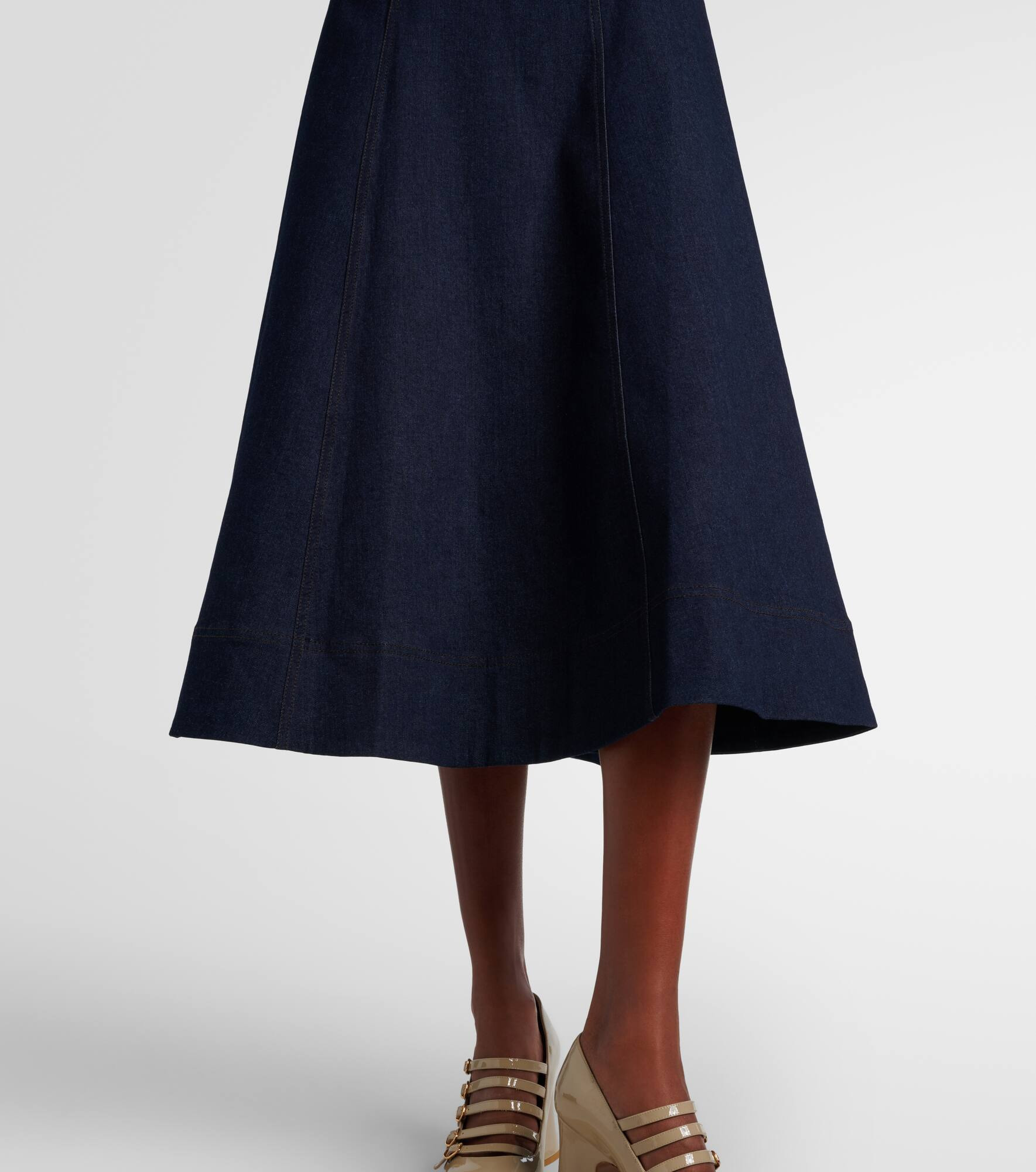 Dulce cotton-blend denim midi dress - 6