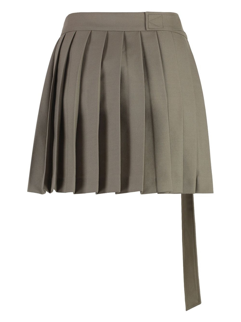 AMI Paris pleated virgin wool wrap skirt outlook