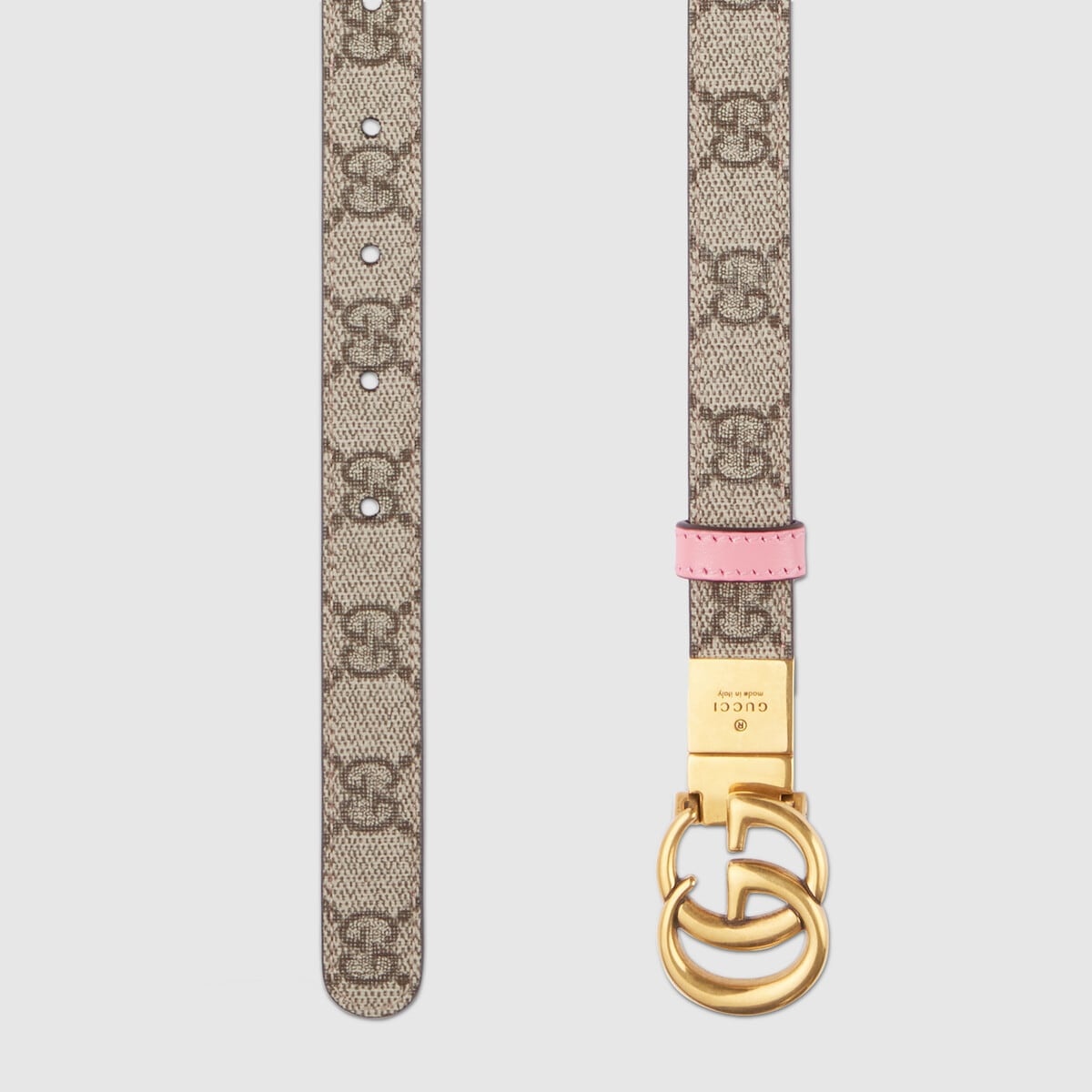 【GUCCI】GG MARMONT REVERSIBLE THIN BELT●79580292TIC9796 GG Marmont reversible thin belt in white leather | GUCCI® US