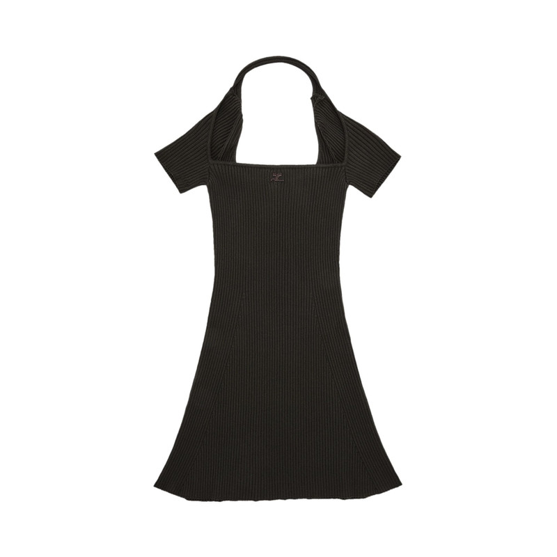 Courrèges Hyperbole Rib Knit Mini Dress 'Mud Brown' - 1