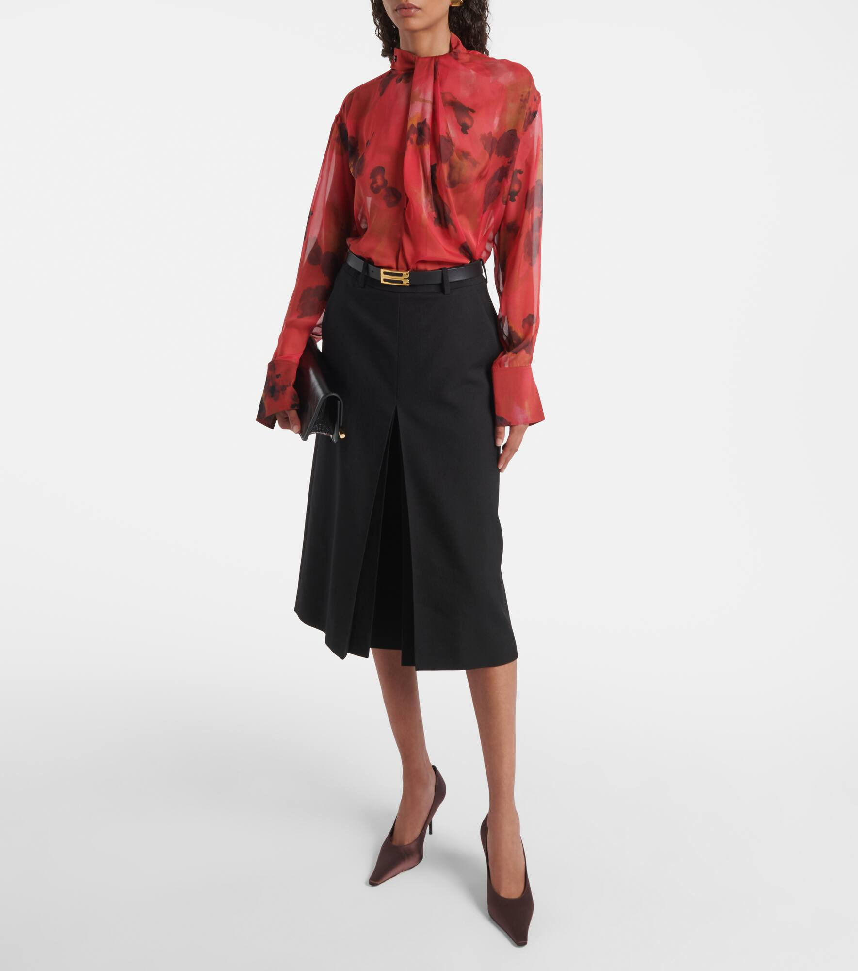 Draped printed silk blouse - 2