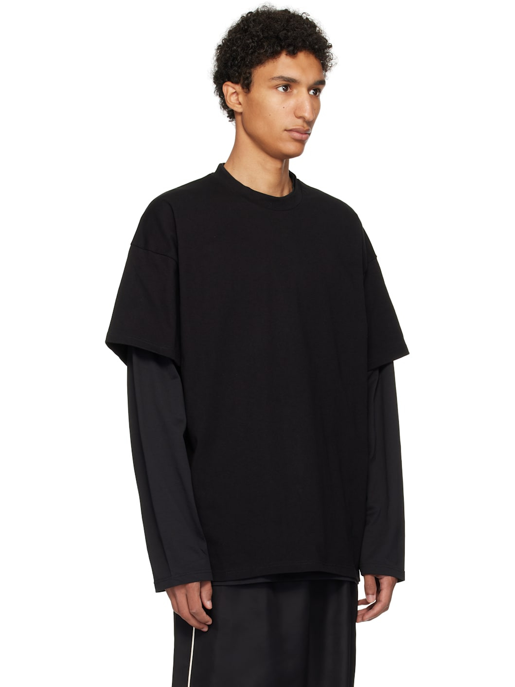 Black Cotton Crew-Neck T-shirt - 2