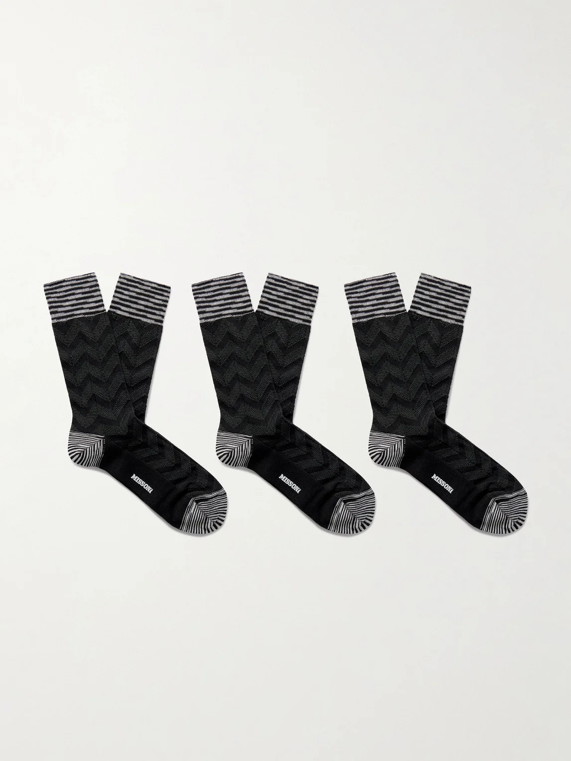 Three-Pack Crochet-Knit Cotton-Blend Socks - 1