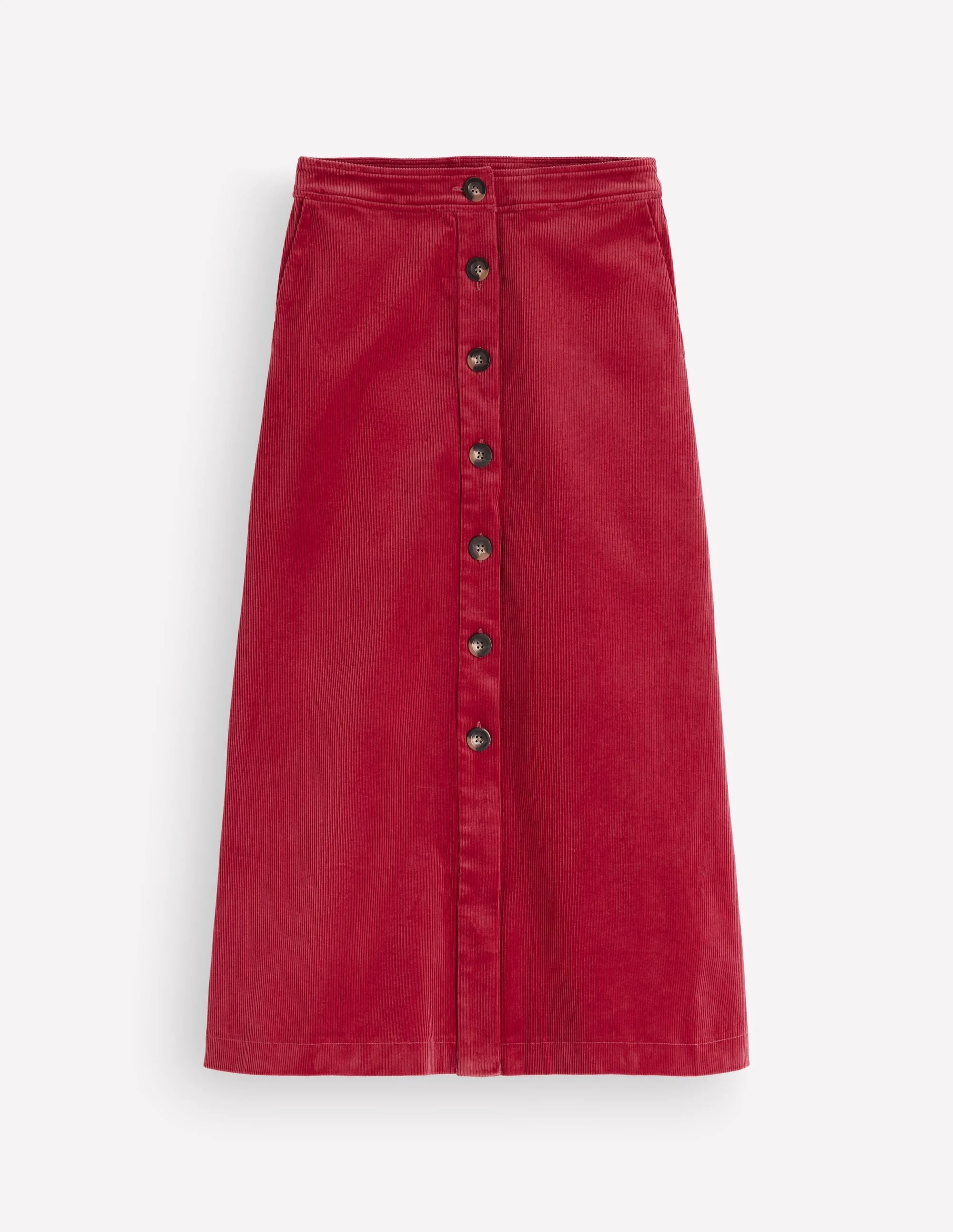 Val Button Cord Midi Skirt-Red Earth - 1