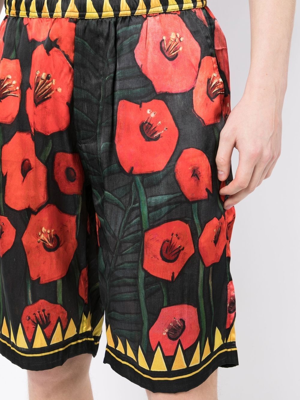FLORAL-PRINT SILK SHORTS - 4