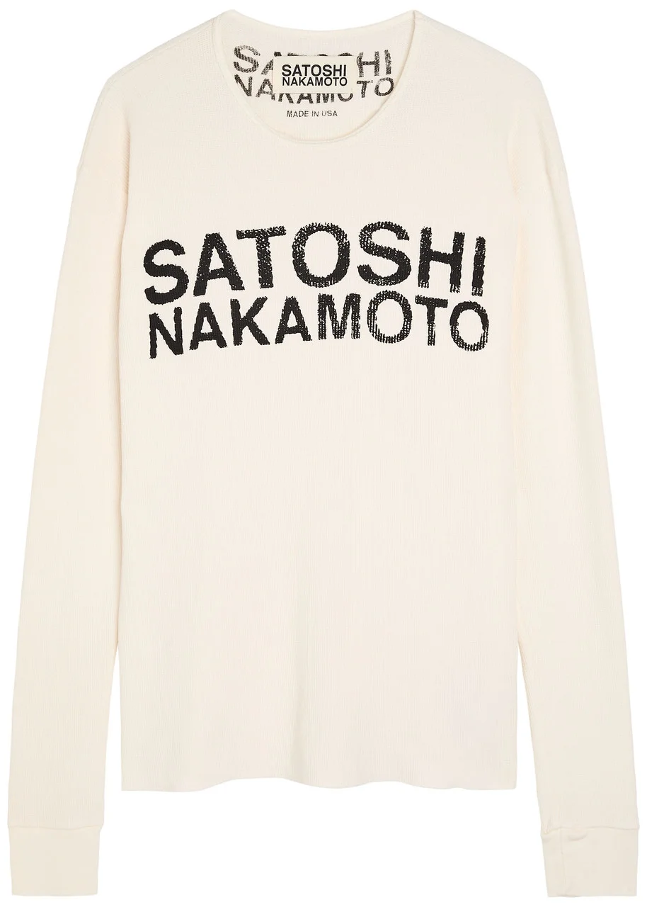 Satoshi Nakamoto Logo-printed Waffle Cotton top - 1