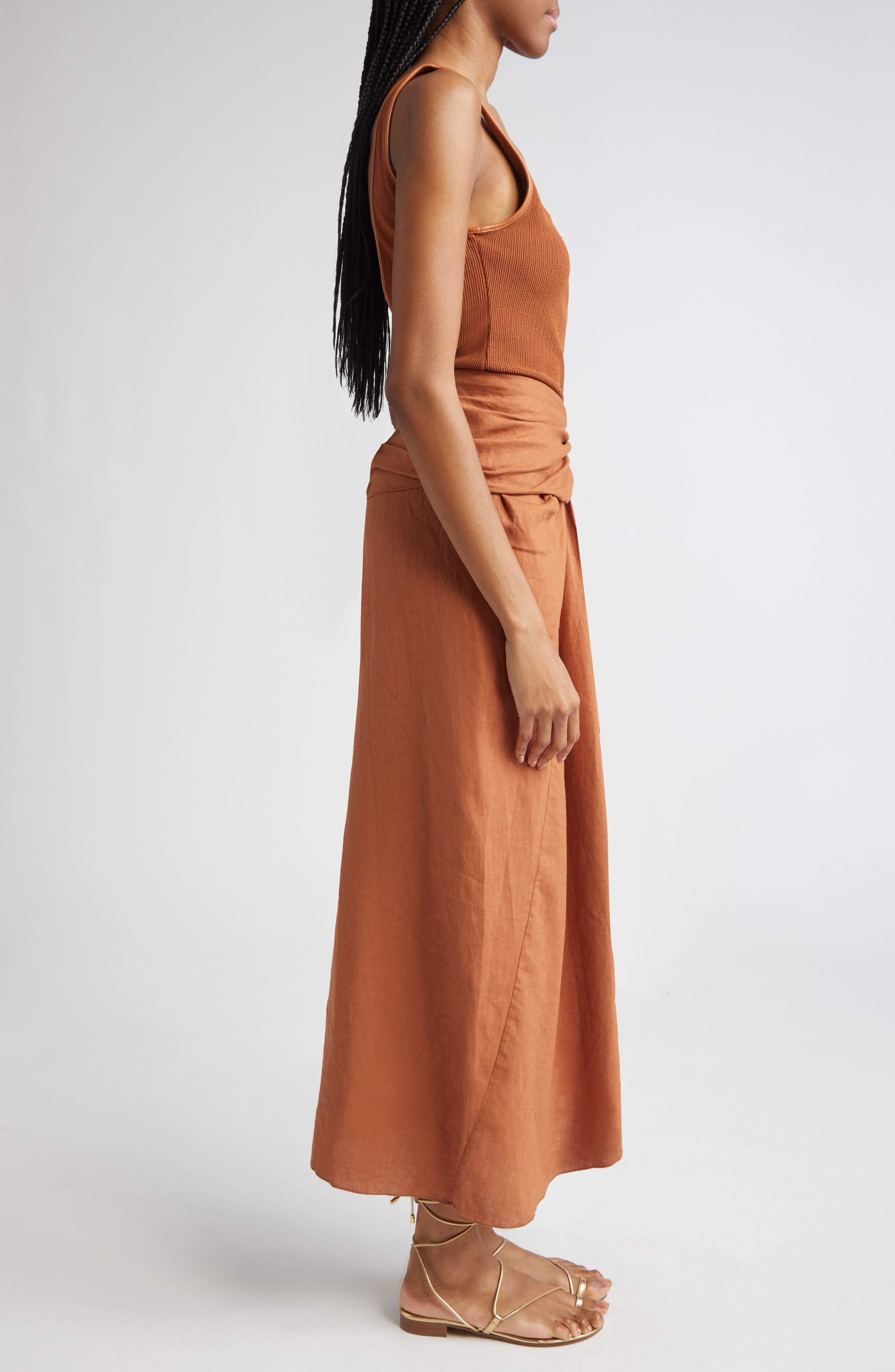 Johanna Ortiz Encanto Pacifico Mixed Media Dress in Camel at Nordstrom - 3
