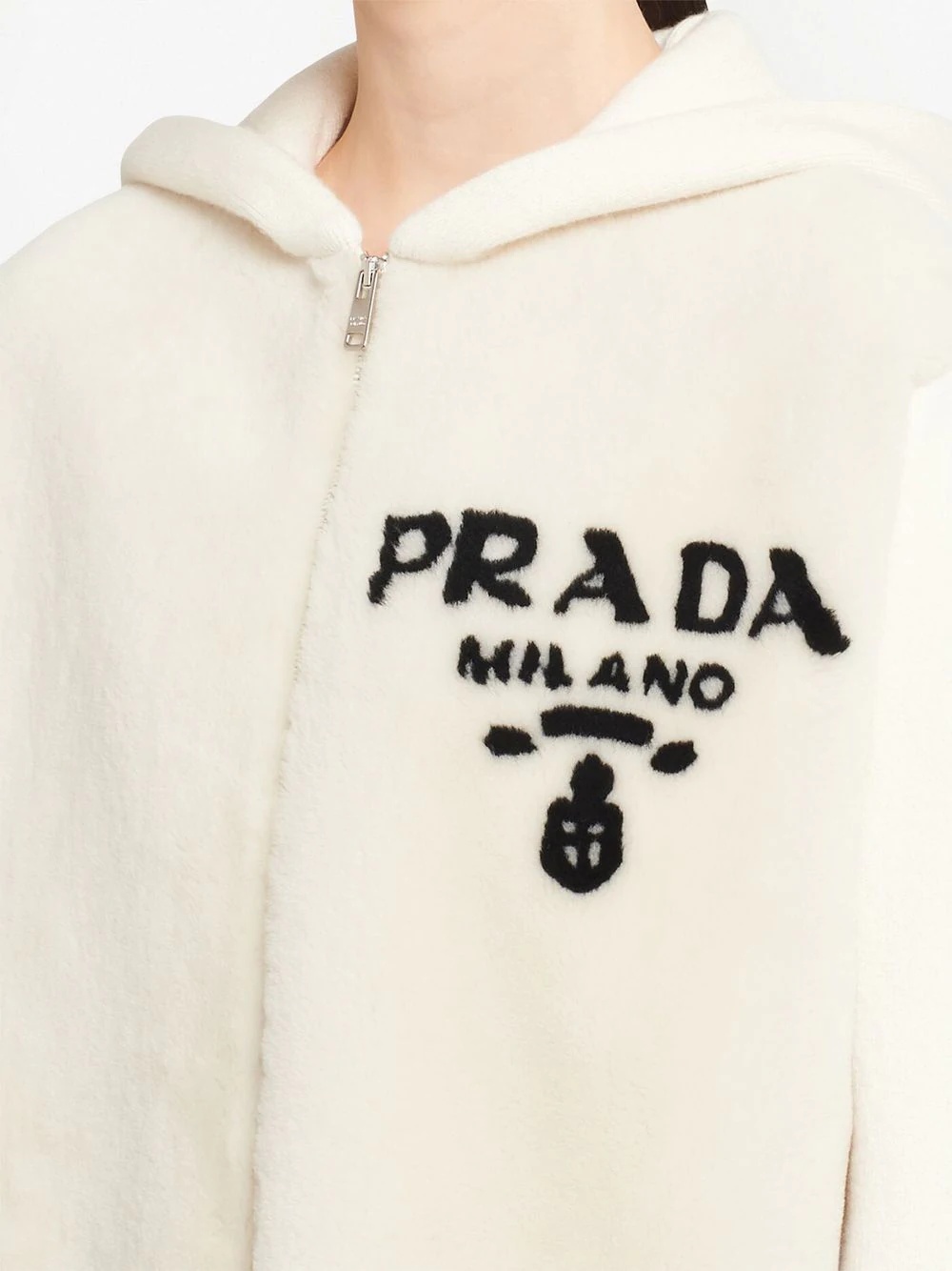 oversized cashmere zip-front hoodie - 5
