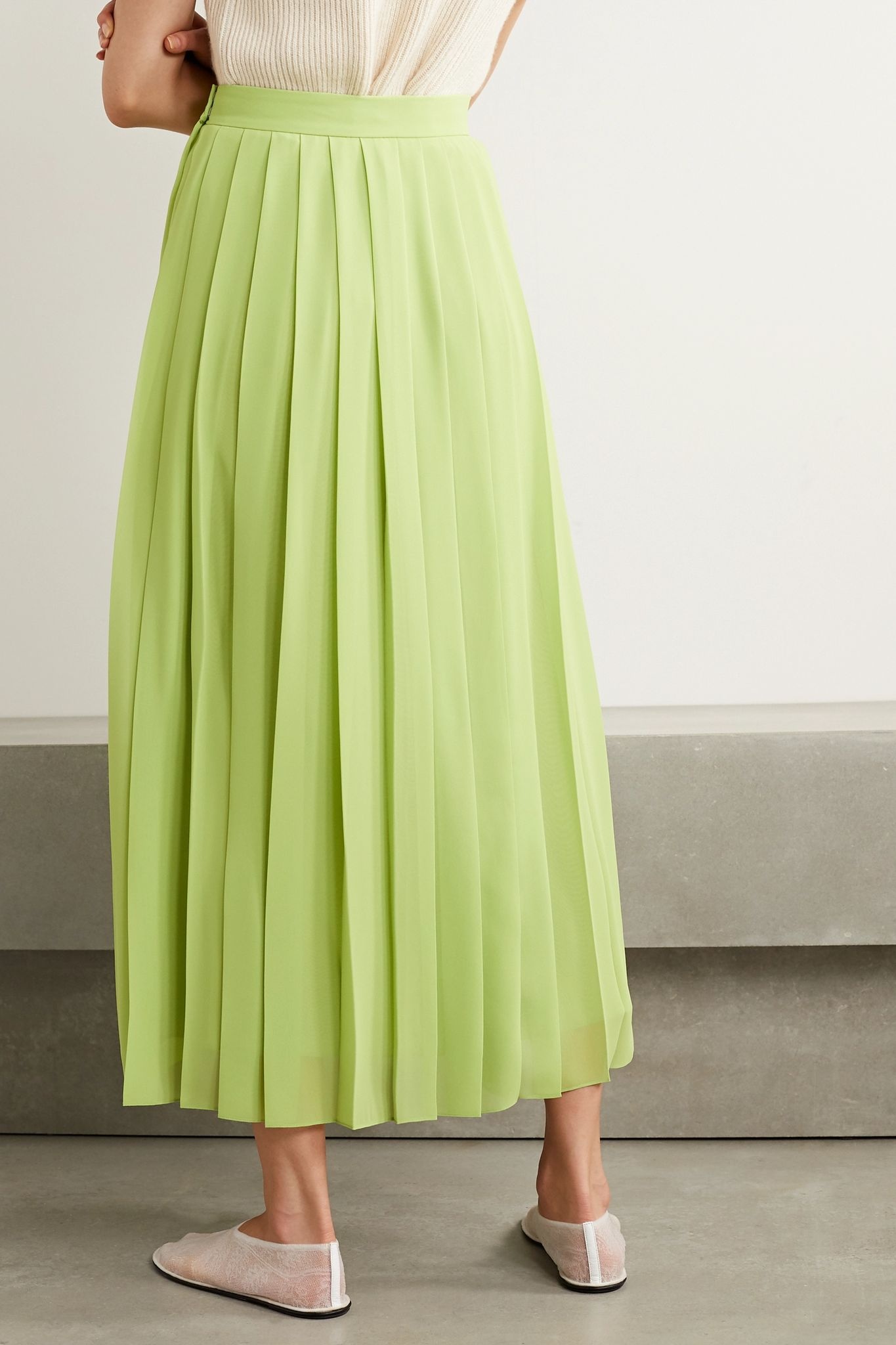 Magda pleated chiffon midi skirt - 4