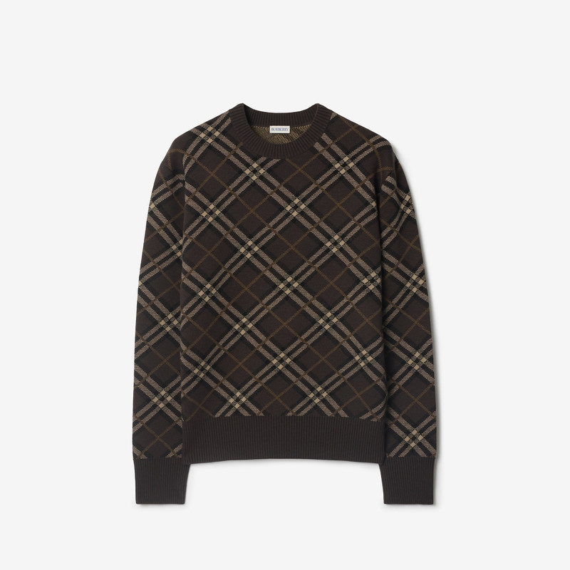 Check Wool Cashmere Blend Sweater 1