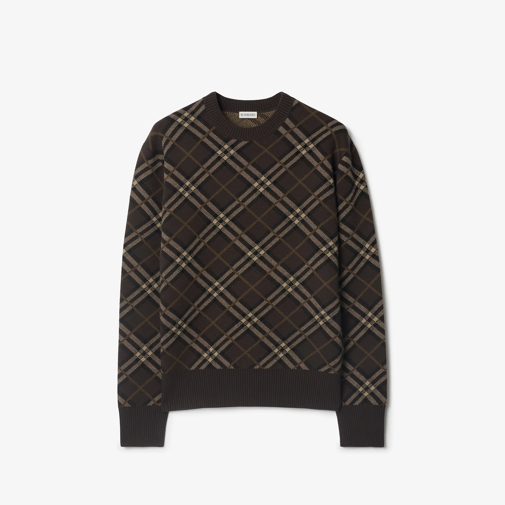 Check Wool Cashmere Blend Sweater - 1