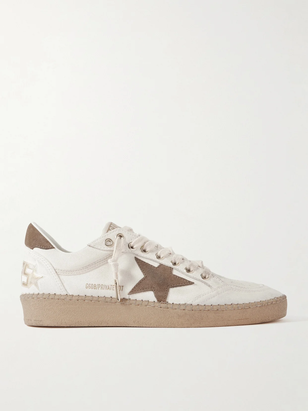 Ball Star Distressed Suede-trimmed Canvas Sneakers - 1