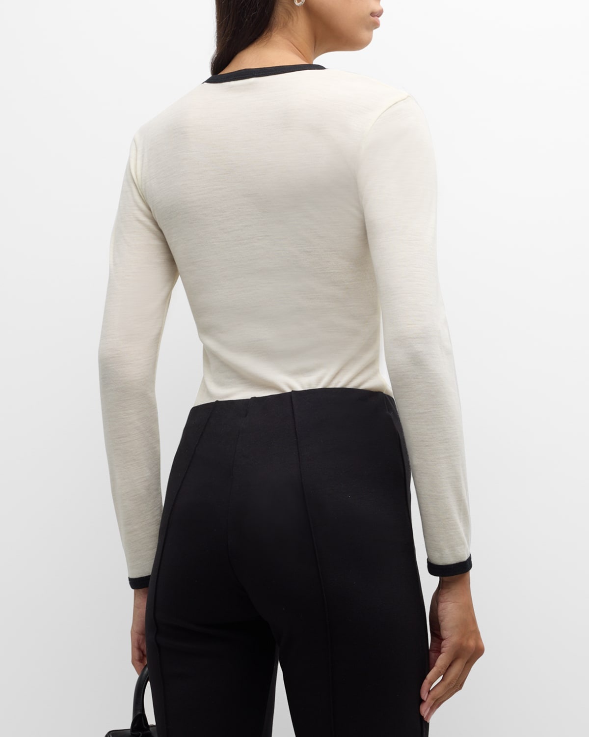 Two-Tone Long-Sleeve Merino Wool T-Shirt - 5