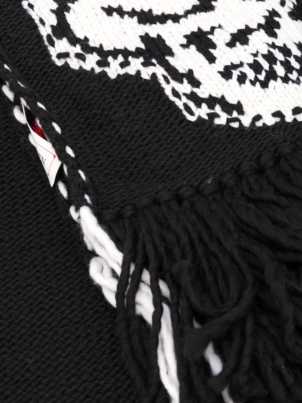 skull knit frayed edge scarf - 3