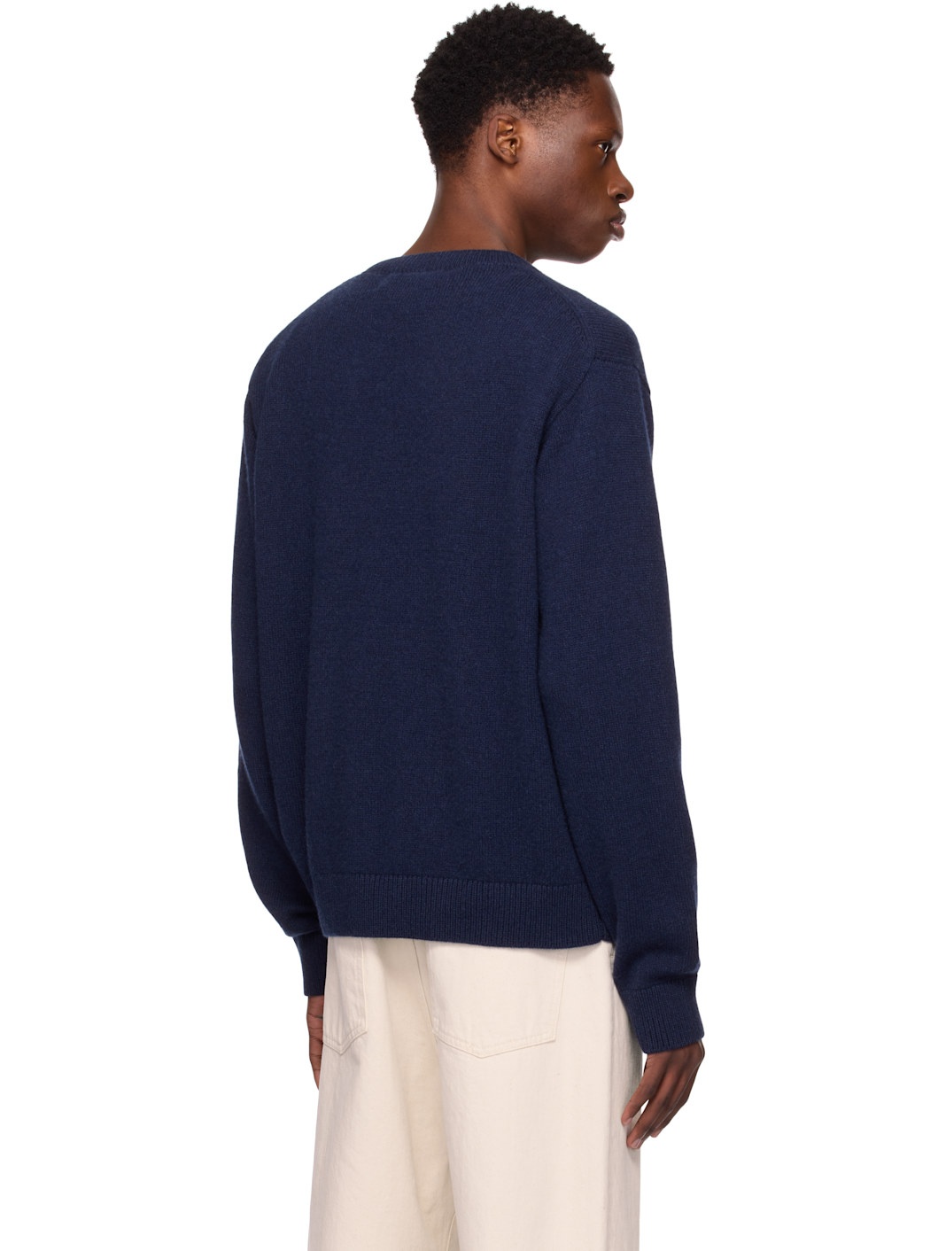 Navy Simple Crew Sweater - 3