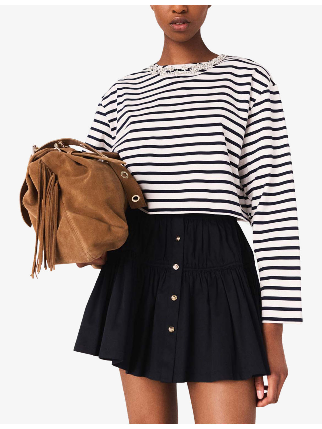 Crystal-Embellished Striped Cotton-Jersey T-Shirt - 3
