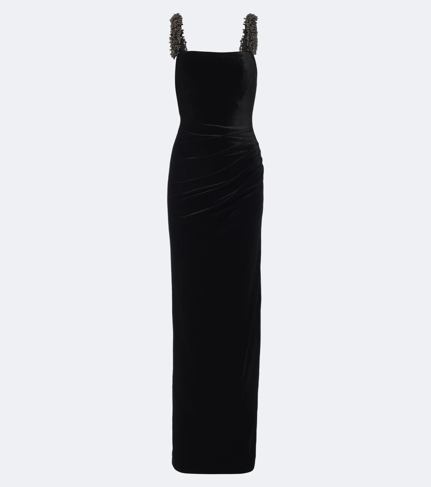 Draped embellished velvet gown - 1
