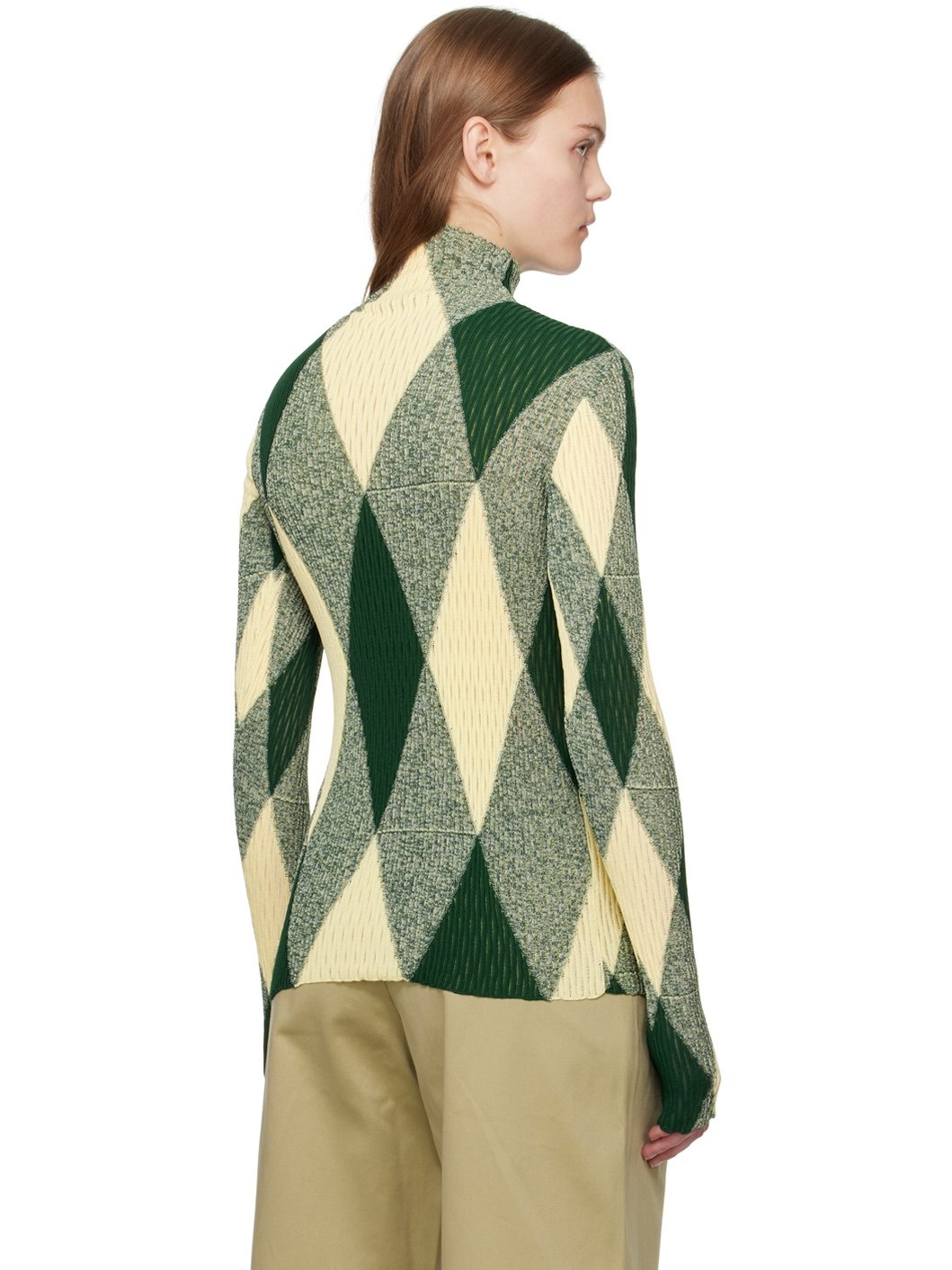 Green Argyle Turtleneck - 3