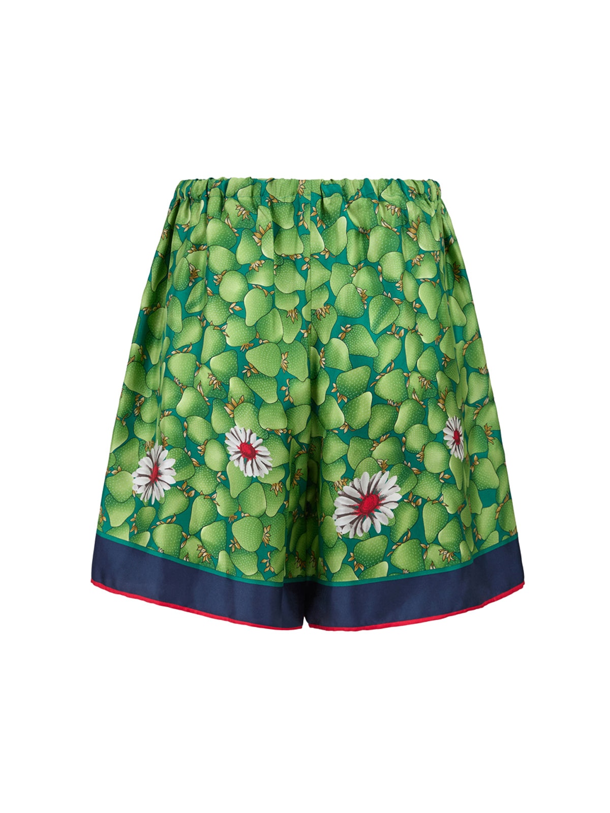 Gucci Green Flower Printed Silk Shorts - 3