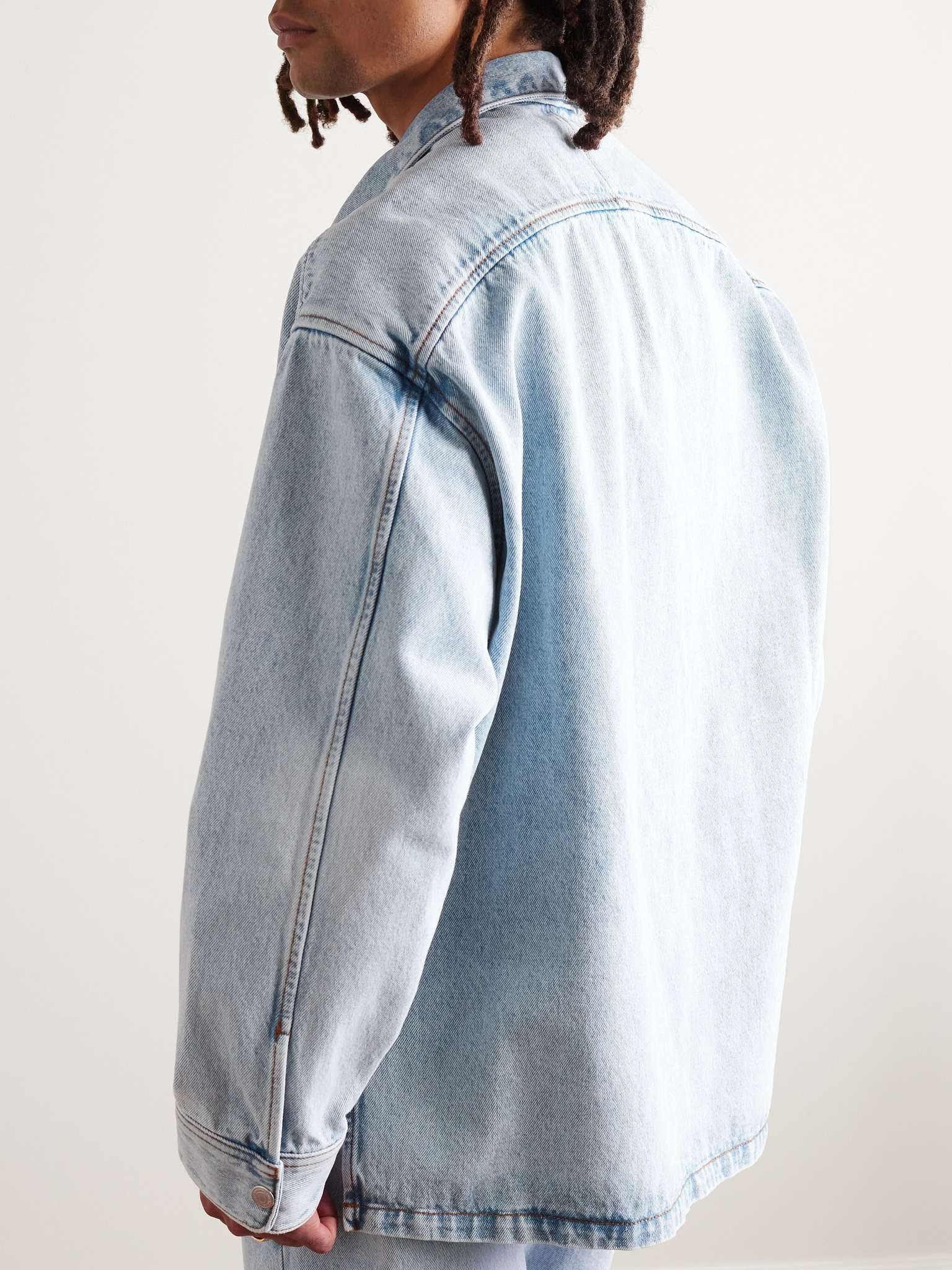 Oversized Logo-Embossed Denim Shirt - 4