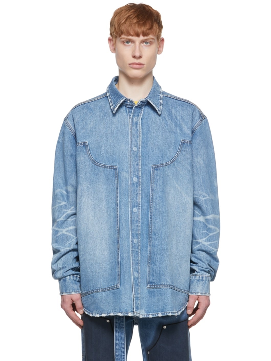 Blue Paneled Denim Jacket - 1