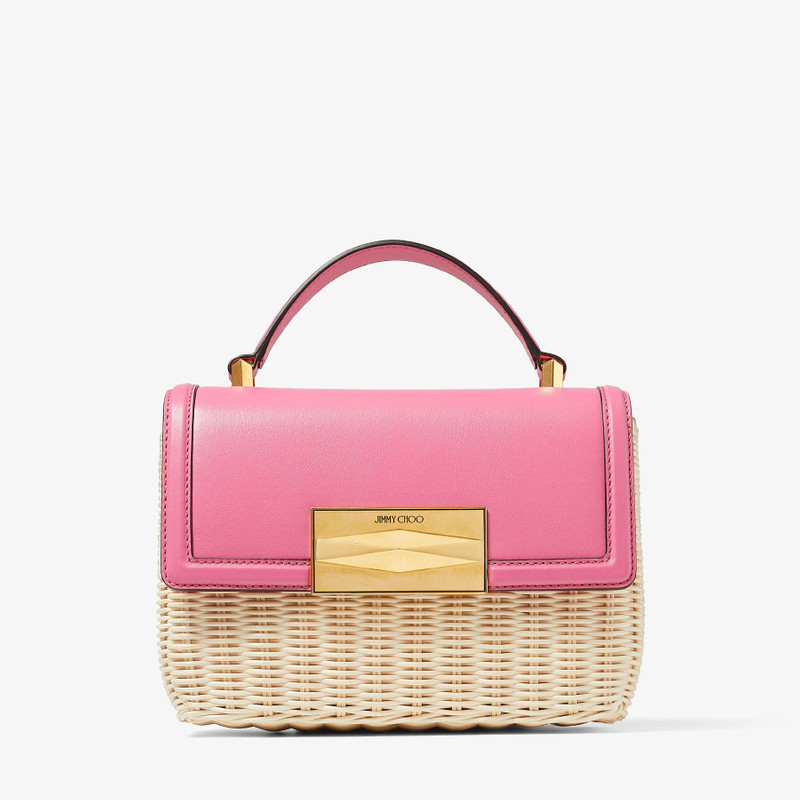 Diamond Top Handle
Natural/Candy Pink Wicker and Leather Top Handle Bag 1