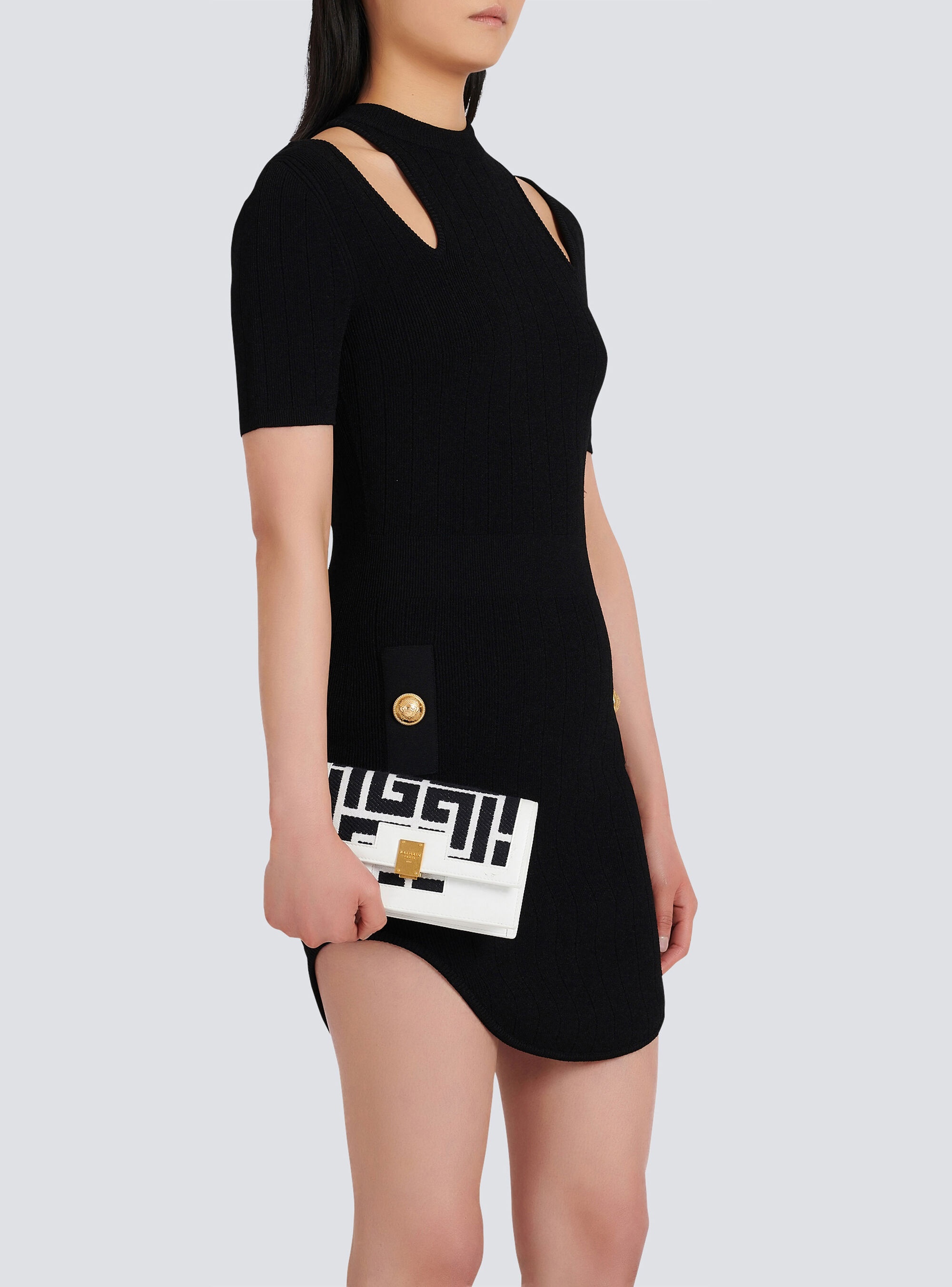 Mini-sized bicolor jacquard and leather panel 1945 bag - 2