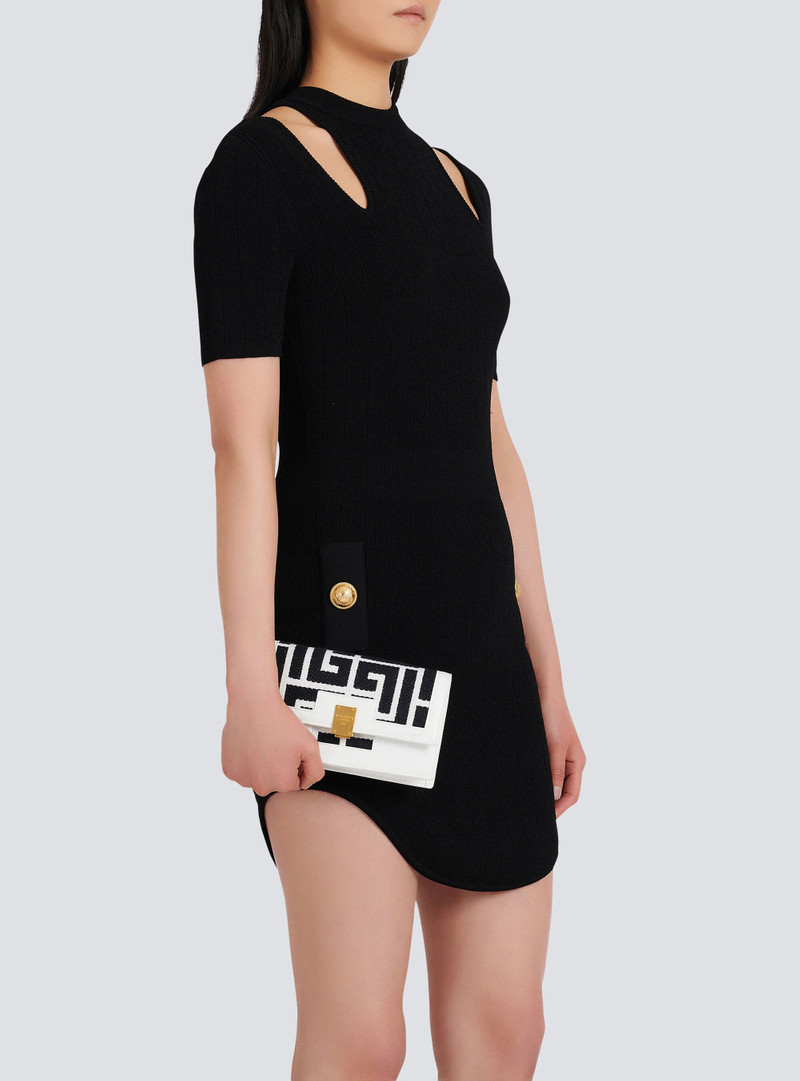 Balmain Mini-sized bicolor jacquard and leather panel 1945 bag outlook