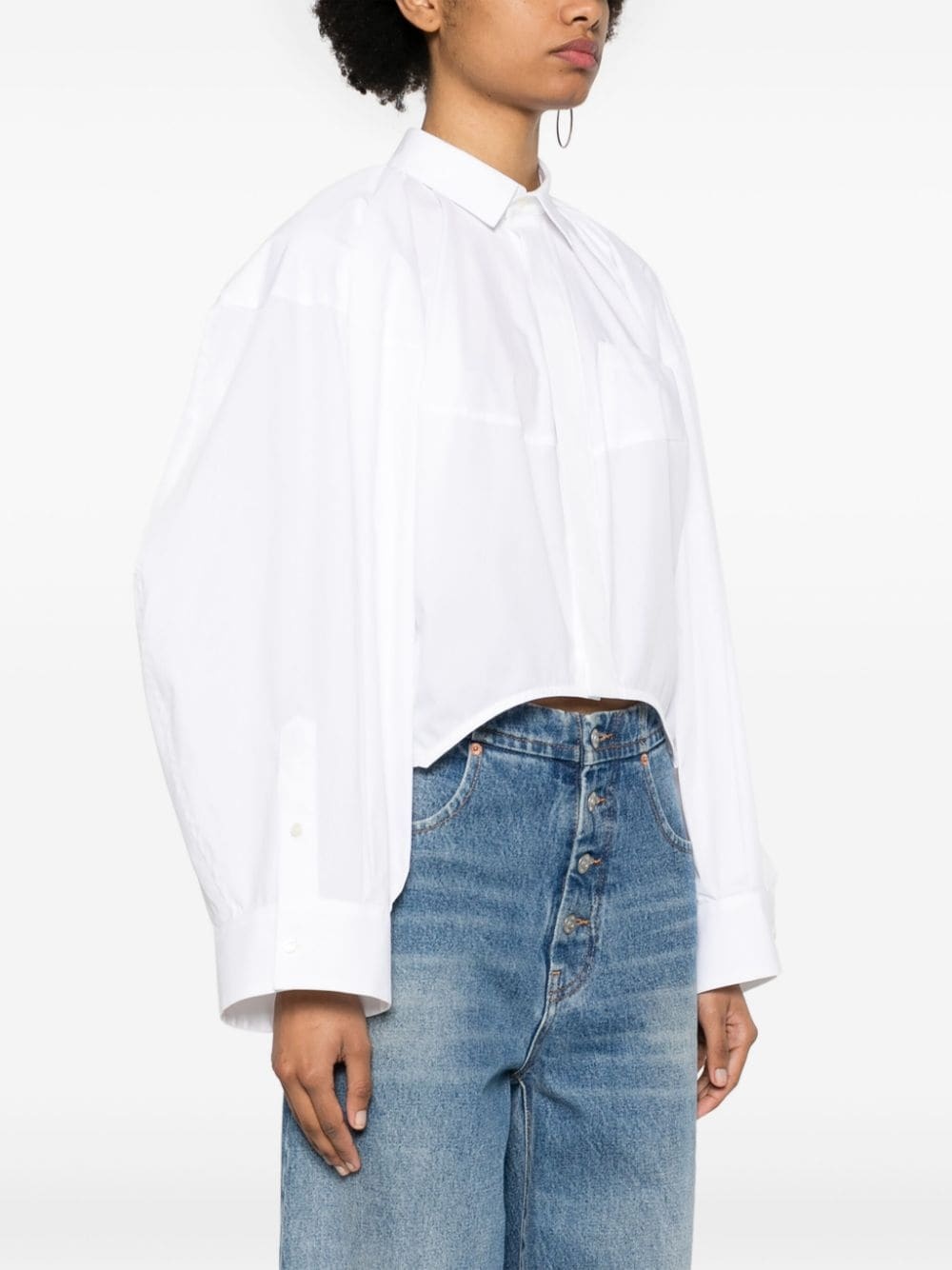 wide-sleeve poplin shirt - 3