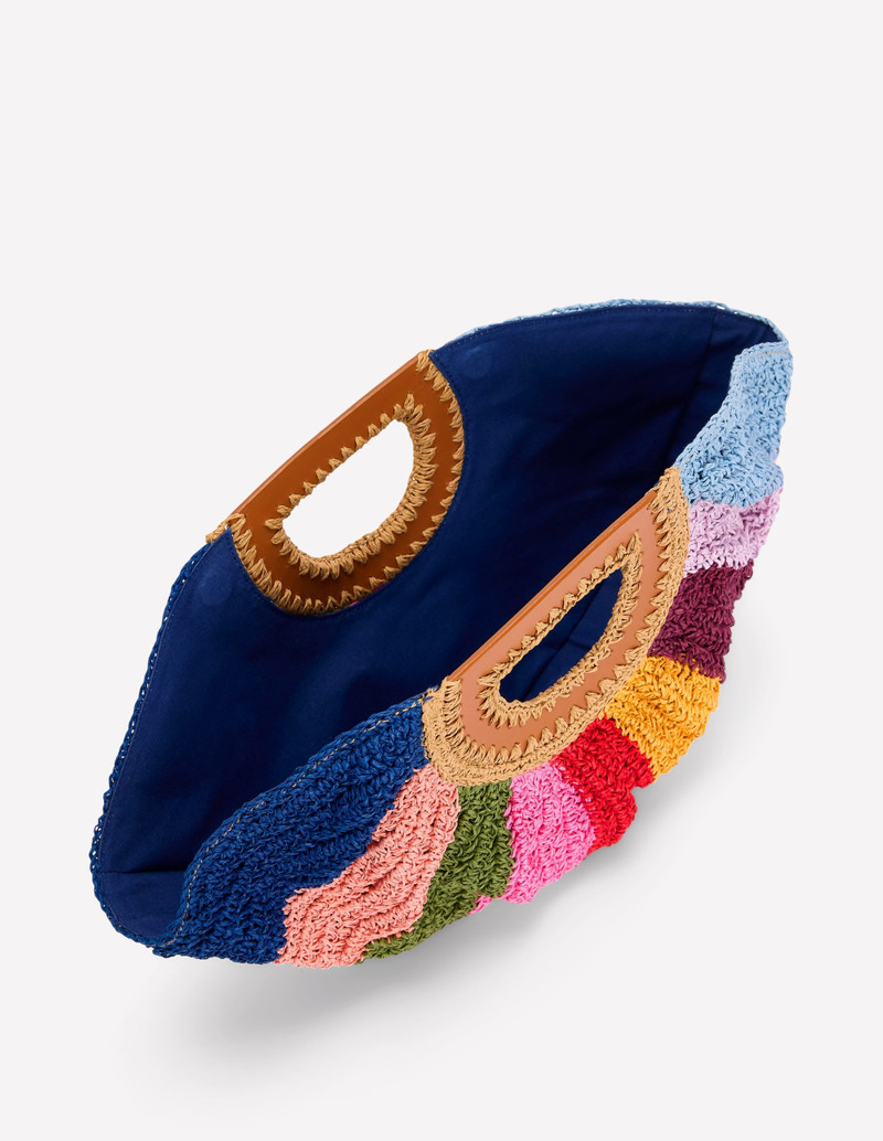 Raffia Moon Clutch-Multi Stripe 5