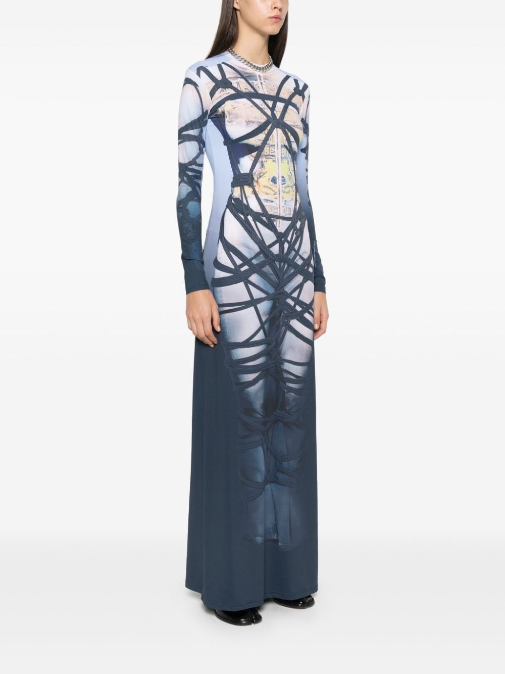 trompe l'oeil-print maxi dress - 3