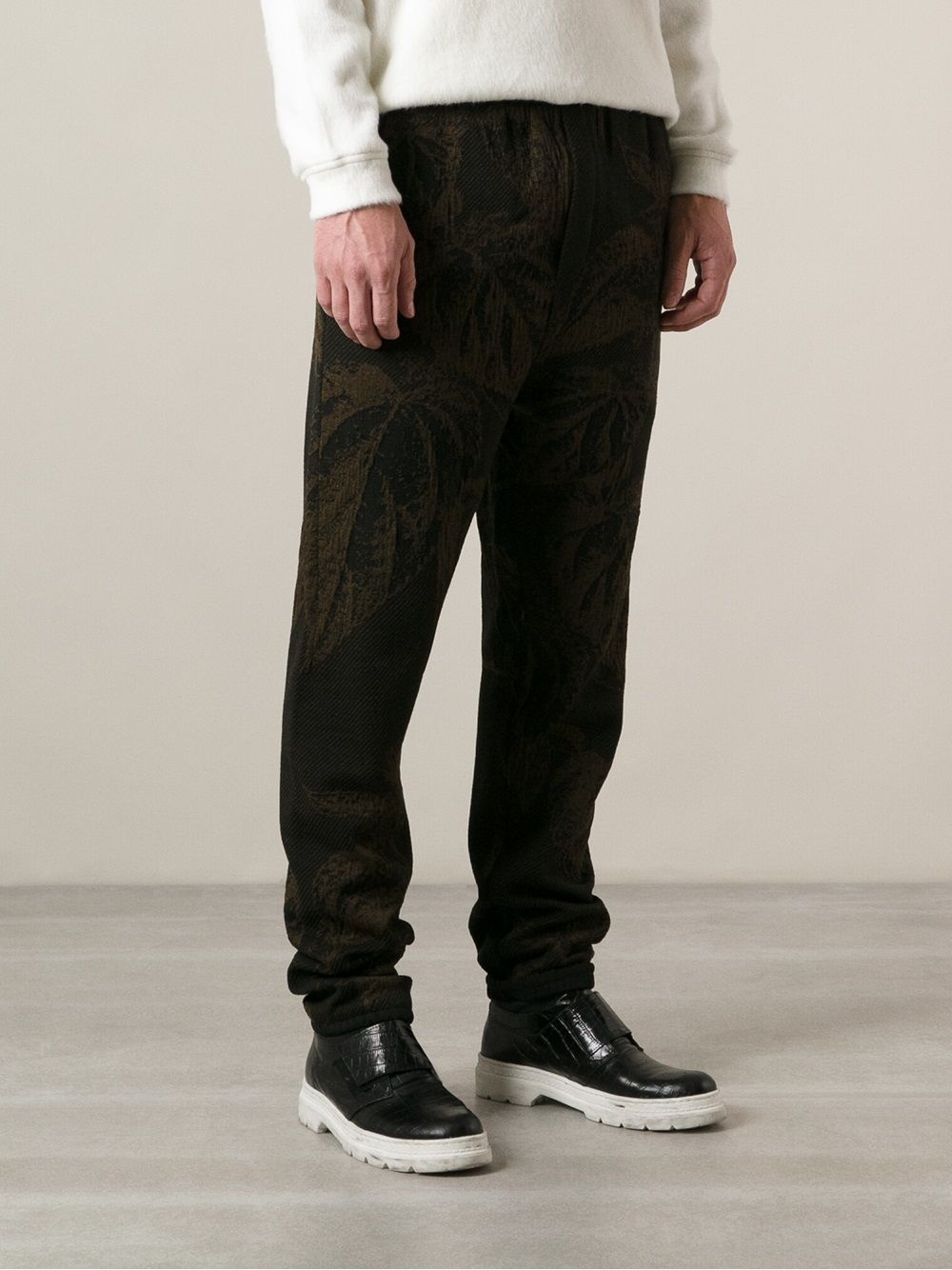 embroidered jacquard trousers - 3