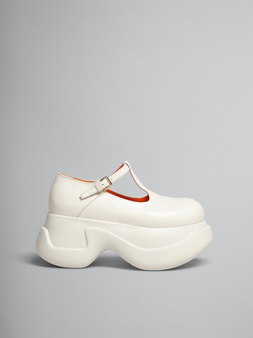 WHITE LEATHER ARAS 23 T-BAR SANDAL - 1