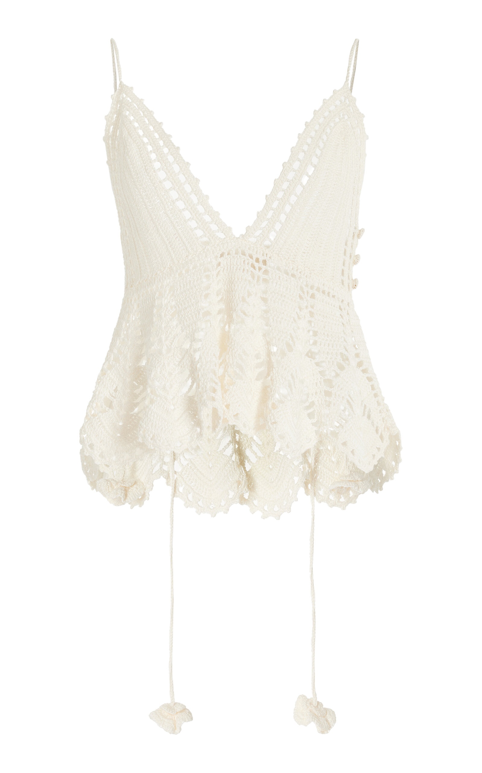 Delfina Metallic Crocheted Cotton Tank Top white - 1