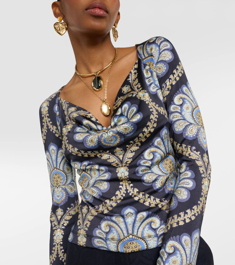 Scoop-neck paisley jersey top 4